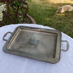 Vintage Footed Silver Serving Tray